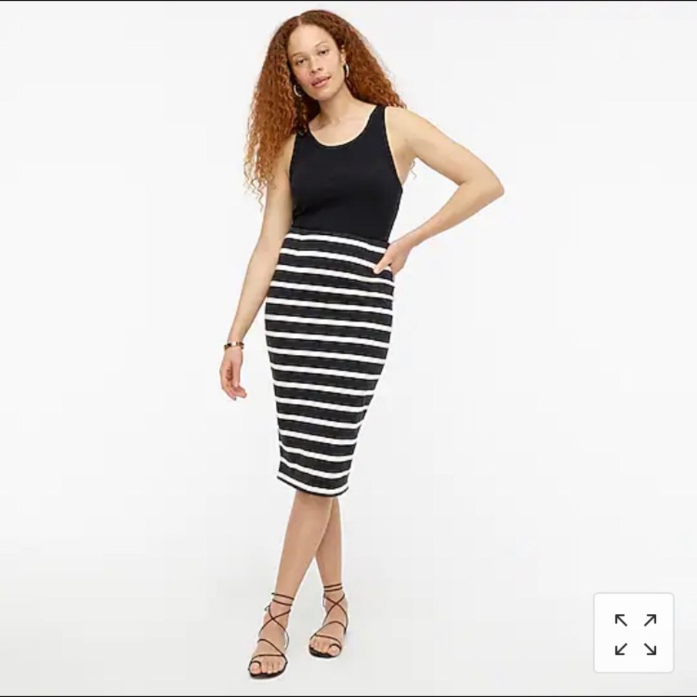 J. Crew Knit Pencil Skirt in Black and White Stripe Size 6 NWT
